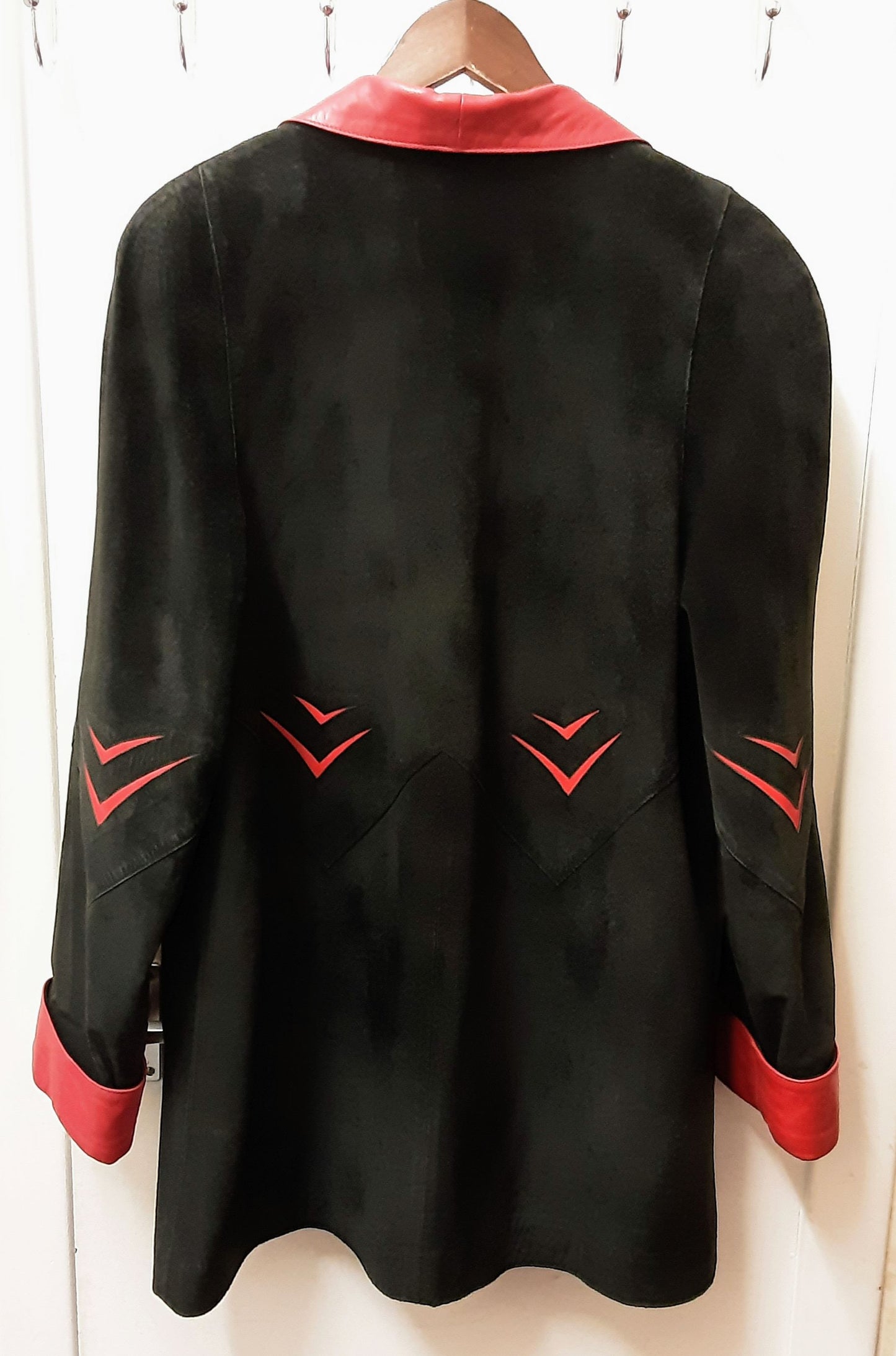 Vintage Royal Leather Black Suede and Red Leather Jacket size S