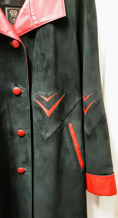 Vintage Royal Leather Black Suede and Red Leather Jacket size S