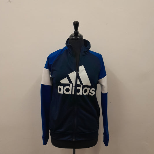 Adidas Blue & White Black Tracksuit Top Size 13-14 Years