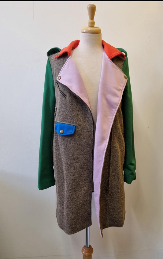 Multi Coloured Tweed Style Coat Size Small
