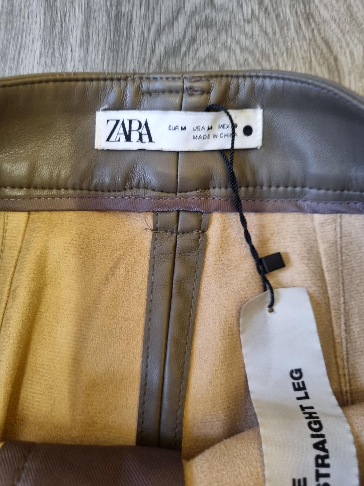 Zara Francoise Faux Leather Full Length Straight Leg Trousers Size
