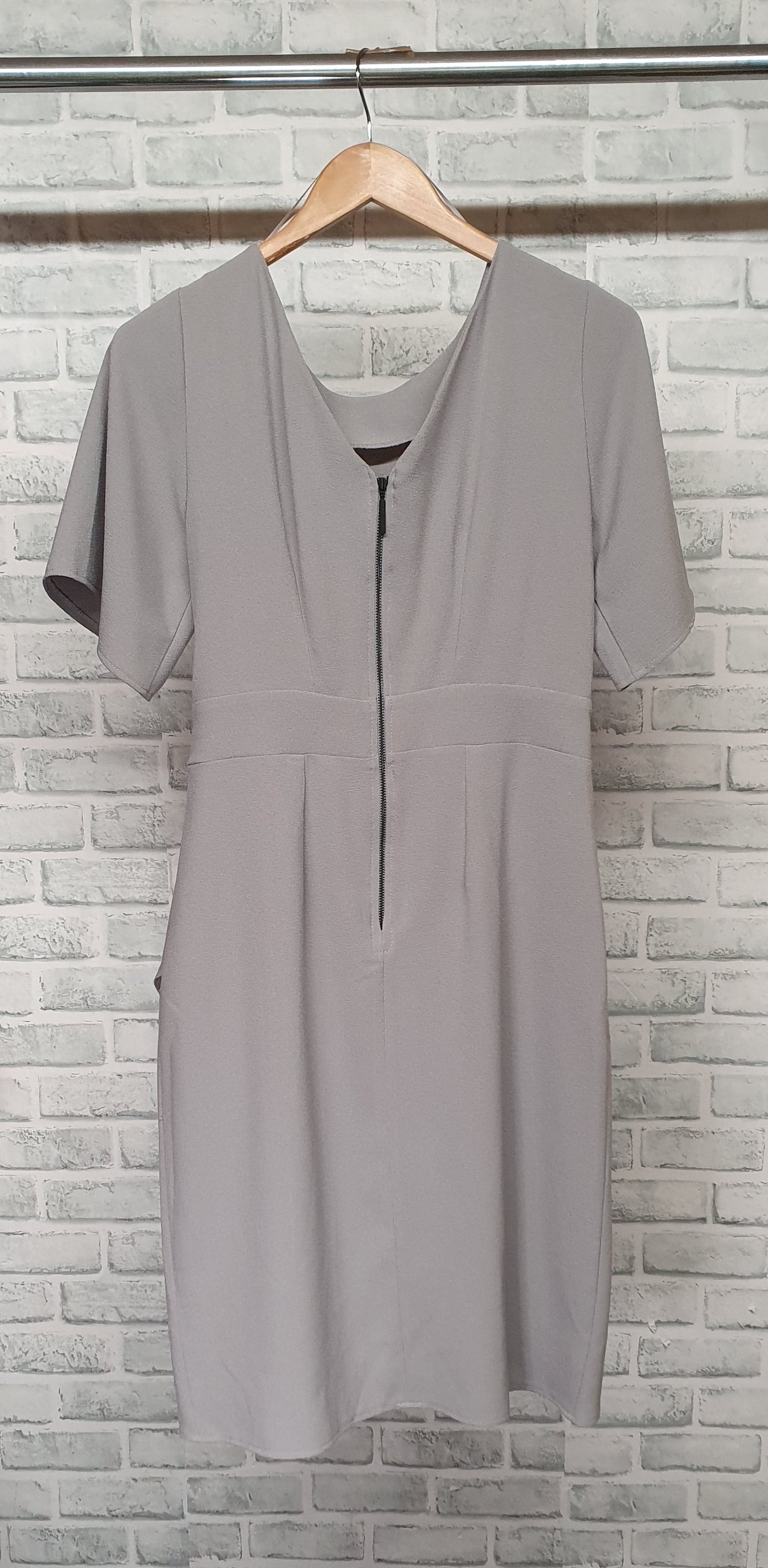 Closet London Tie Front Drape Grey Skirt Dress Size 14 BNWT