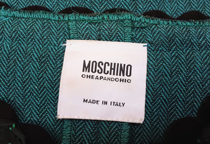 Moschino Cheap & Chic Teal Cotton Mohair Wool Suit size 10