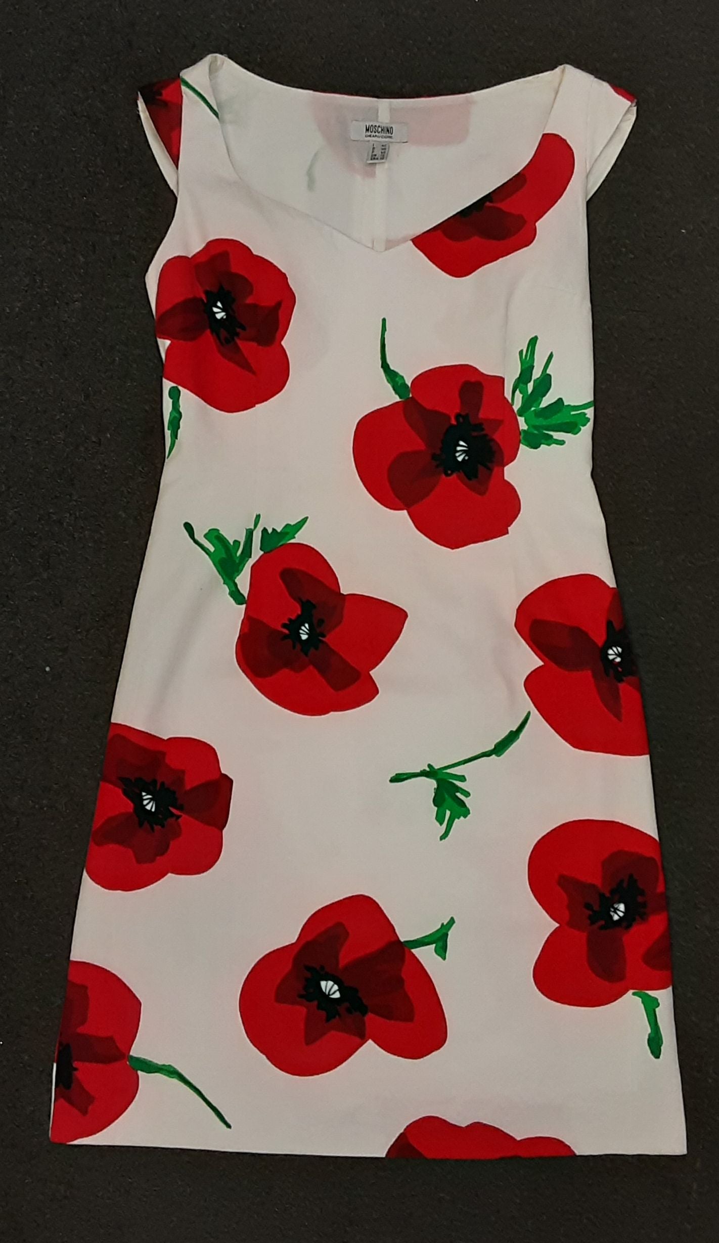 Moschino Cheap & Chic Poppy White and Red Cotton Dress size 12