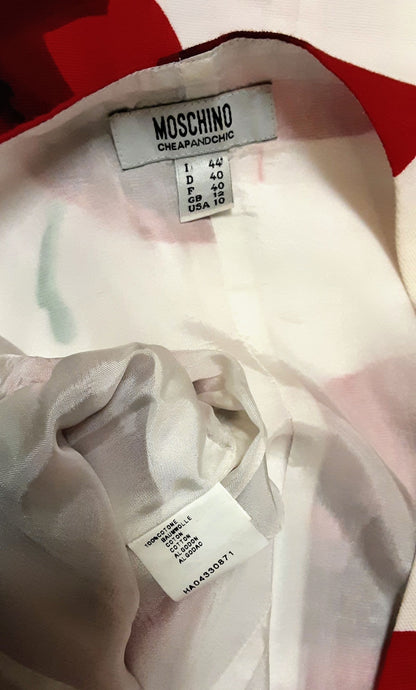 Moschino Cheap & Chic Poppy White and Red Cotton Dress size 12