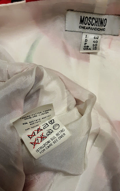 Moschino Cheap & Chic Poppy White and Red Cotton Dress size 12