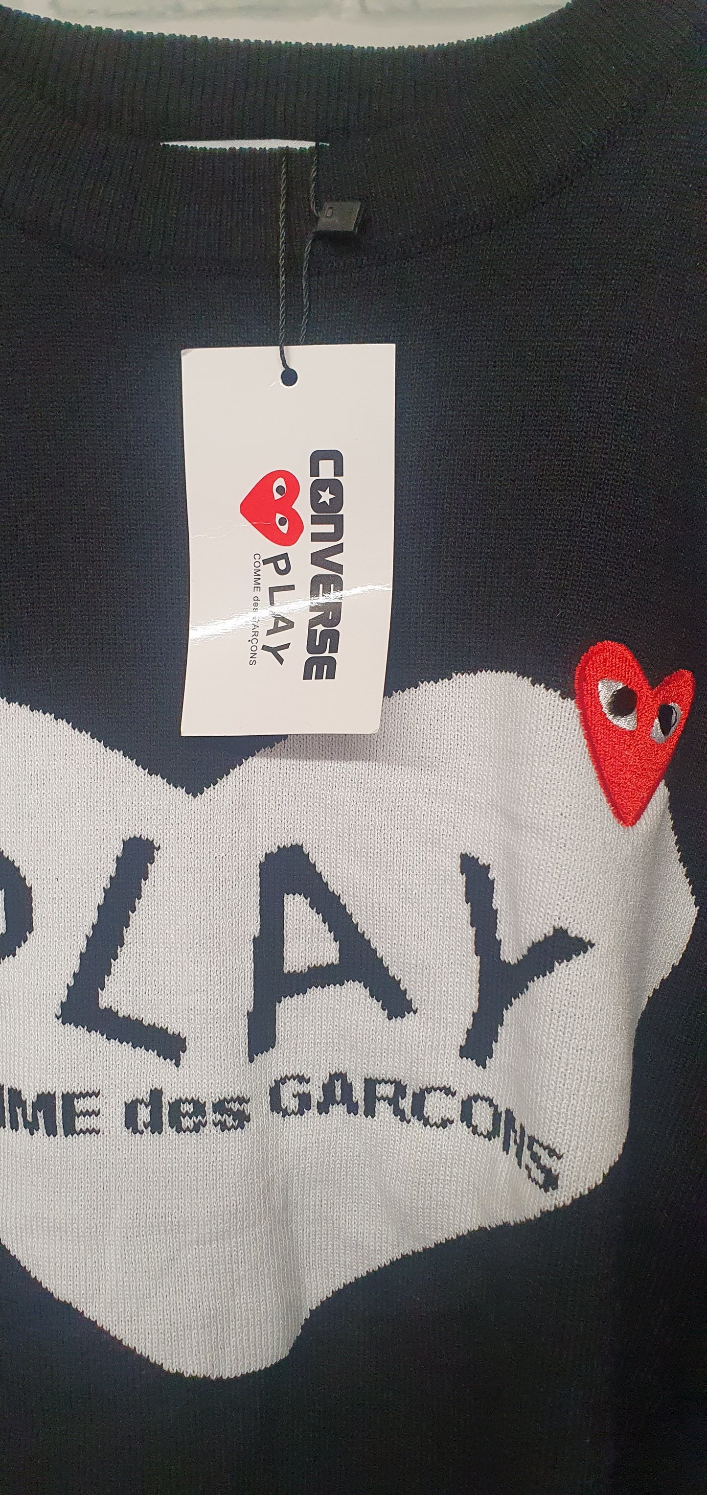 Converse Play Comme des Garcons Black Fine Knit T-Shirt Size Small BNWT