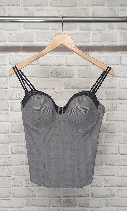 Prima Donna Twist Grey Corset Style Top Size 36E BNWT