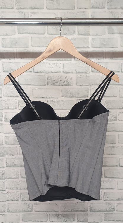 Prima Donna Twist Grey Corset Style Top Size 36E BNWT