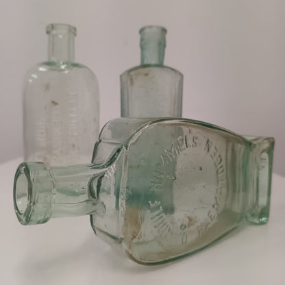 Three Collectable Victorian Green Glass Bottles