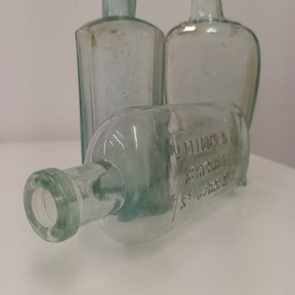 Three Collectable Victorian Green Glass Bottles