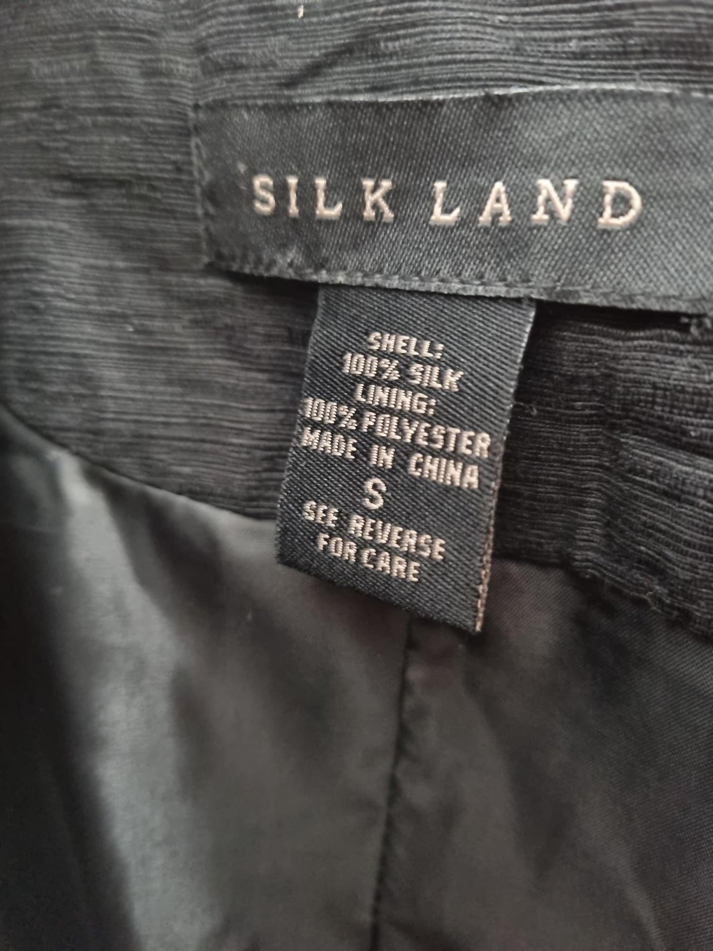 Silkland Black Jacket 100% Silk Size Small