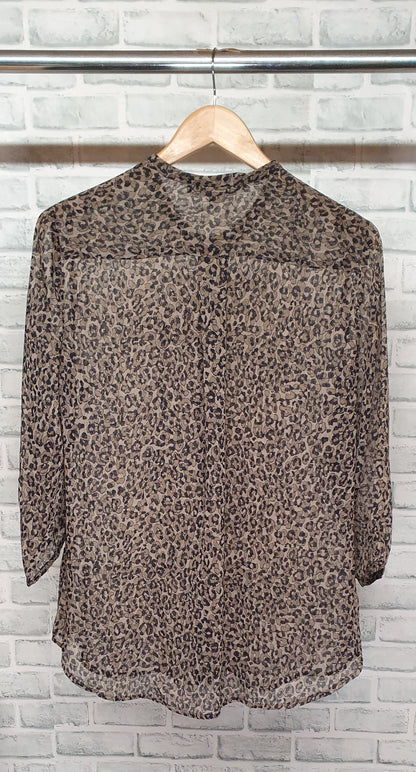 French Connection Sheer Leopard Print Blouse Size 12 BNWT
