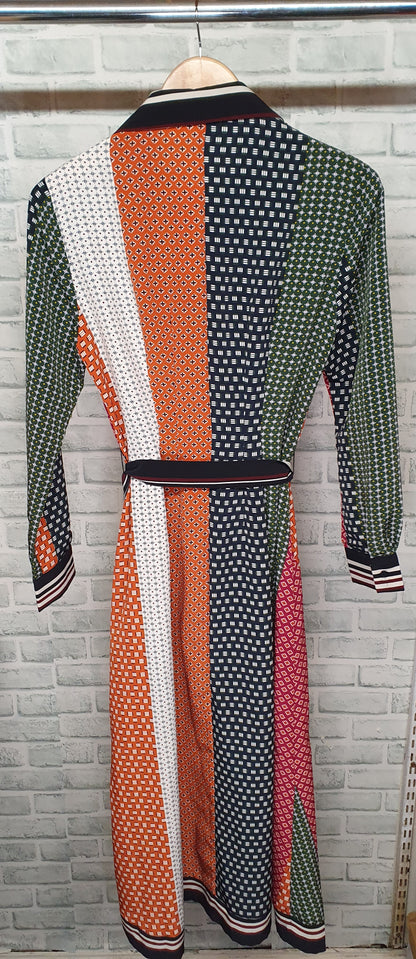 French Connection Patchwork Shirt Midi Dress Size 10 BNWT