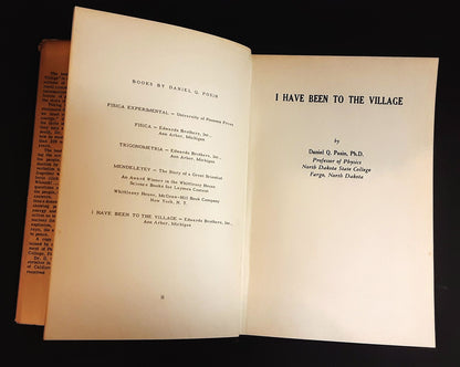 SIGNED - I Have Been to the Village by Daniel Q Posin with Introduction by A. Einstein, Edwars Brothers 1948