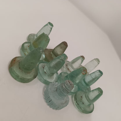 11 Victorian Green Glass Bottle Stoppers