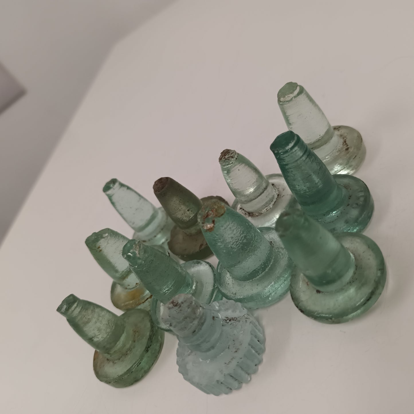 11 Victorian Green Glass Bottle Stoppers