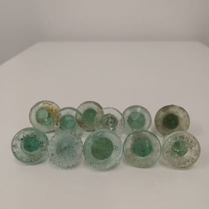 11 Victorian Green Glass Bottle Stoppers