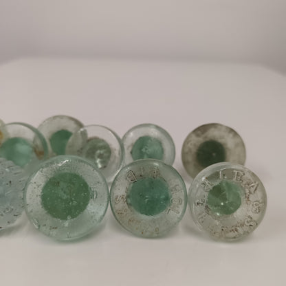 11 Victorian Green Glass Bottle Stoppers