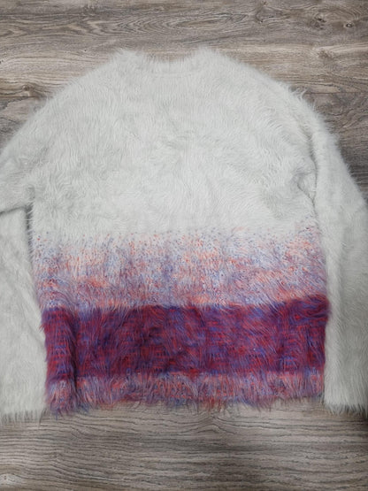 Oliver Bonas Grey/Pink Multicoloured Fluffy Jumper Size 12
