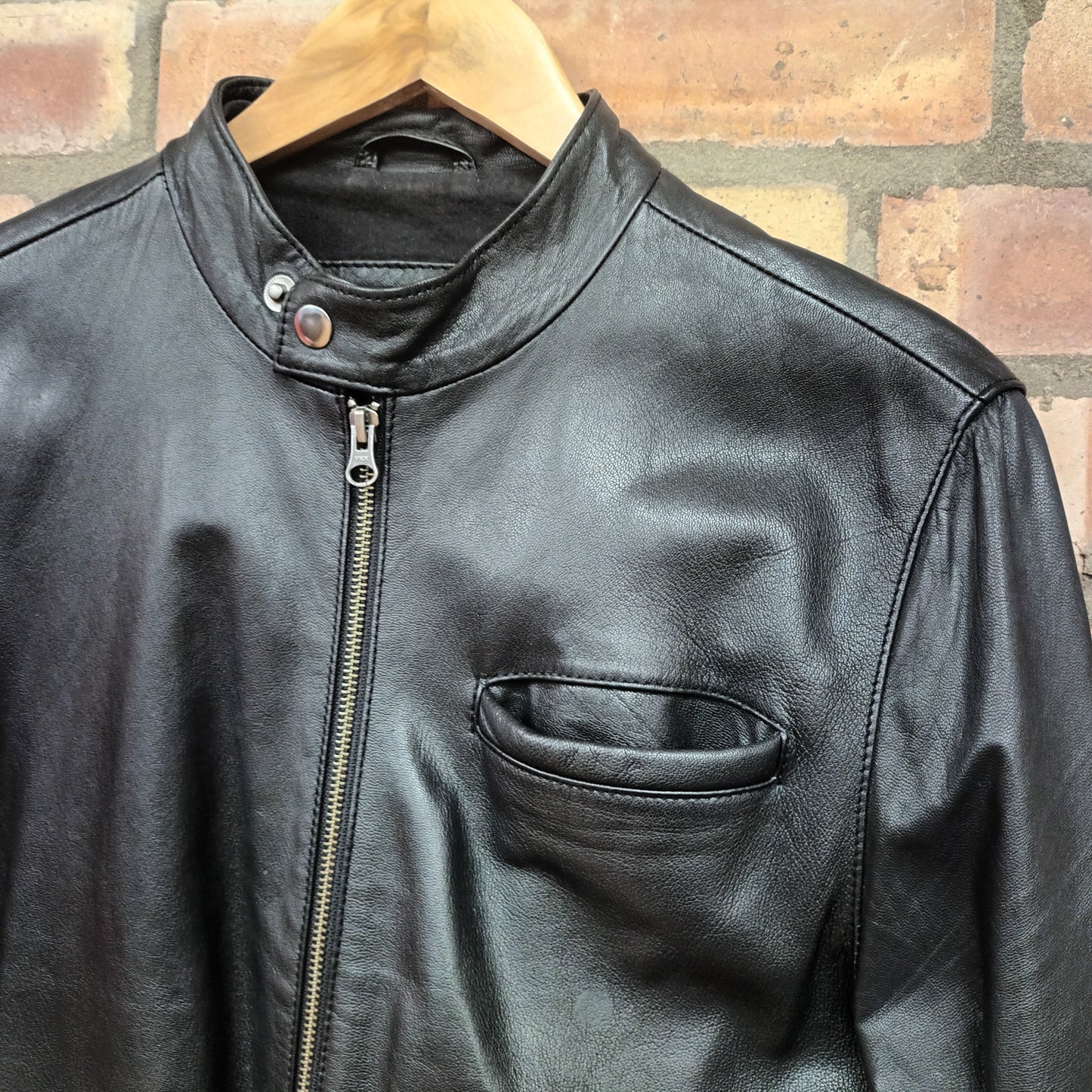Topman Medium Black Leather Biker Jacket