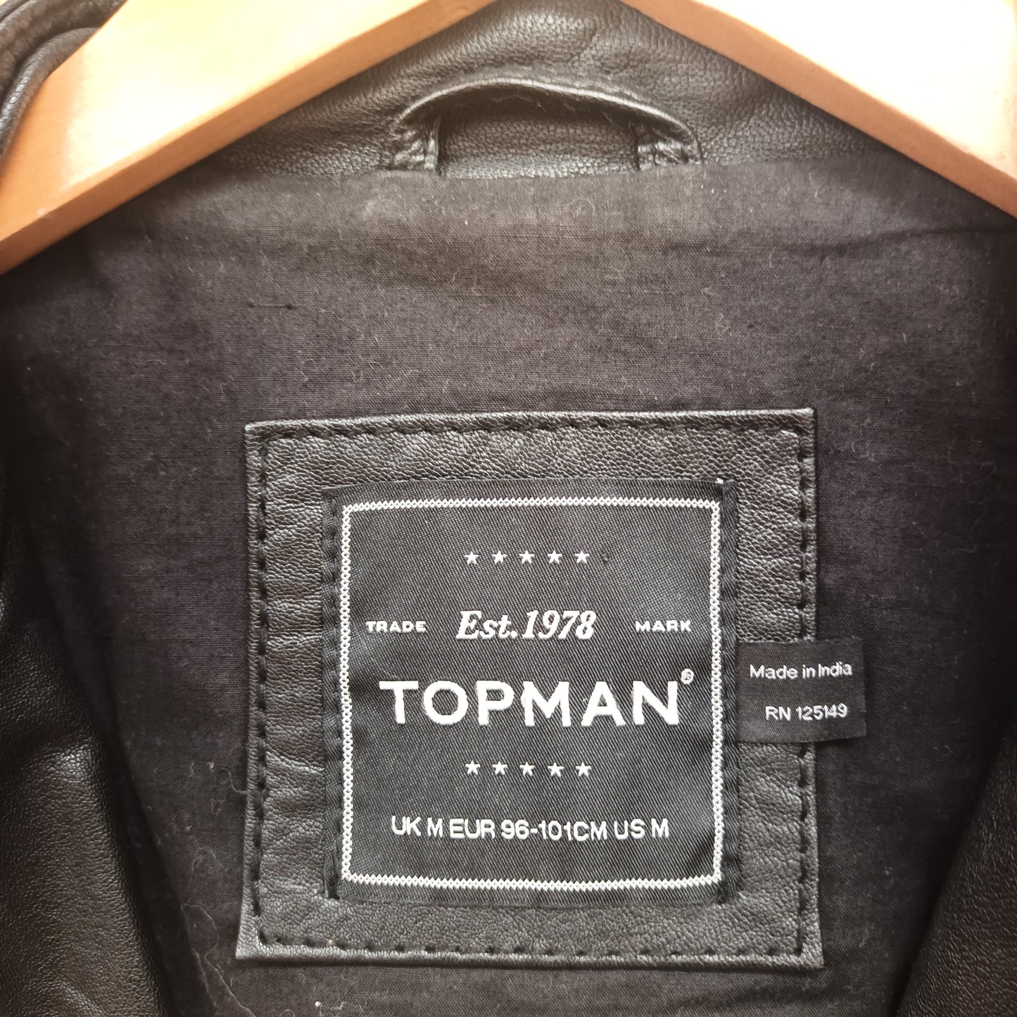 Topman Medium Black Leather Biker Jacket