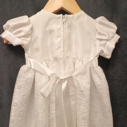 Christening Gown Dress White Lace & Bow Detail 0 - 6 Months