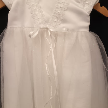 Christening Gown Dress White With Glitter Lace Detail 3 - 6 Months