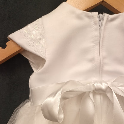 Christening Gown Dress White With Glitter Lace Detail 3 - 6 Months