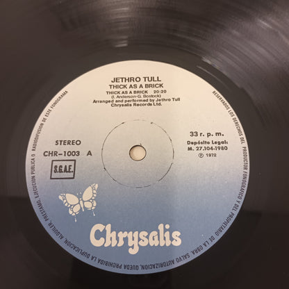 Jethro Tull Thick As A Brick 12" Vinyl German Press 1972 CHR 1003