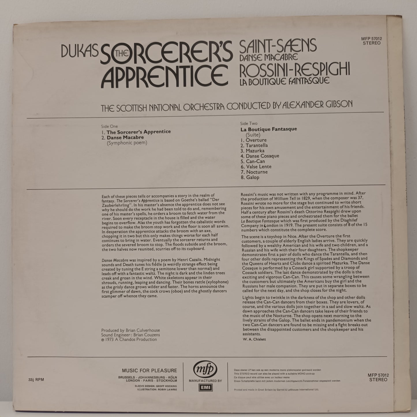 Dukas The Sorcerer's Apprentice By The Scottish National Orchestra Vinyl MFP 57012