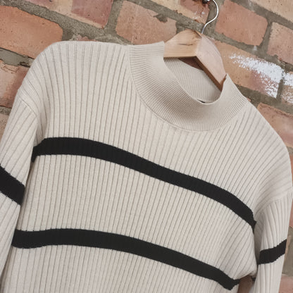 M&S Collection Medium Cream & Black Stripe Jumper Dress