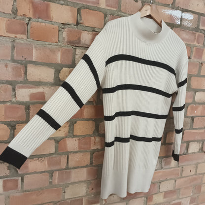 M&S Collection Medium Cream & Black Stripe Jumper Dress