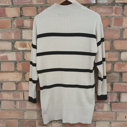 M&S Collection Medium Cream & Black Stripe Jumper Dress