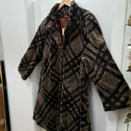 Faux Fur Coat Vintage Couture Helene Size 12