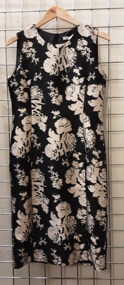 BNWT Gerard Darel Black & Gold Floral Pattern Dress With Silk Size 12