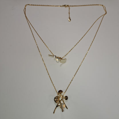 Swarovski Double Layered chain Pendant Necklace