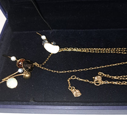 Swarovski Double Layered chain Pendant Necklace