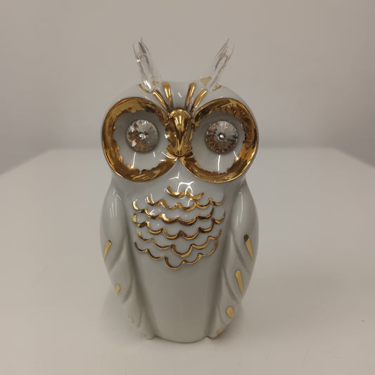 Limoges Swarovski Ceramic Owl