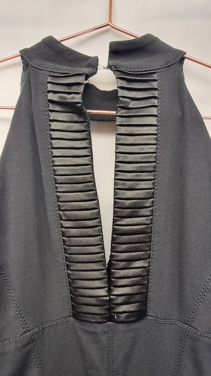 Karen Millen Halter Neck Dress Size 8 Pleated Front and Back, Side Zipper