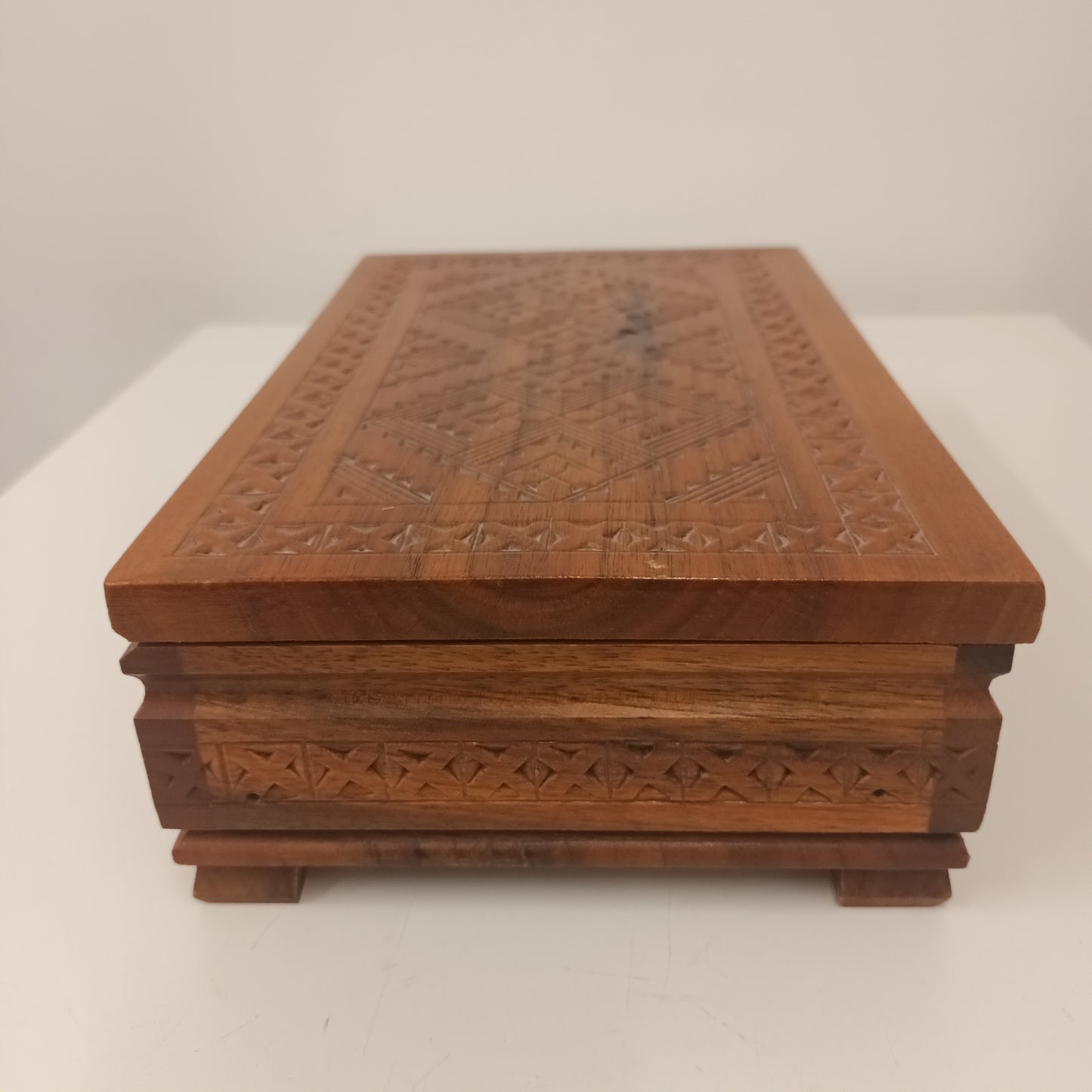 Handmade Carved Wooden Pop Up Cigarette Box