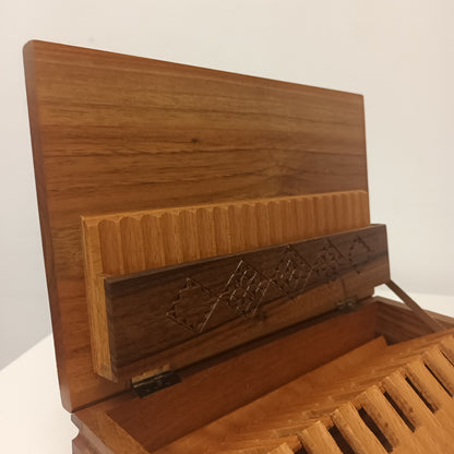 Handmade Carved Wooden Pop Up Cigarette Box