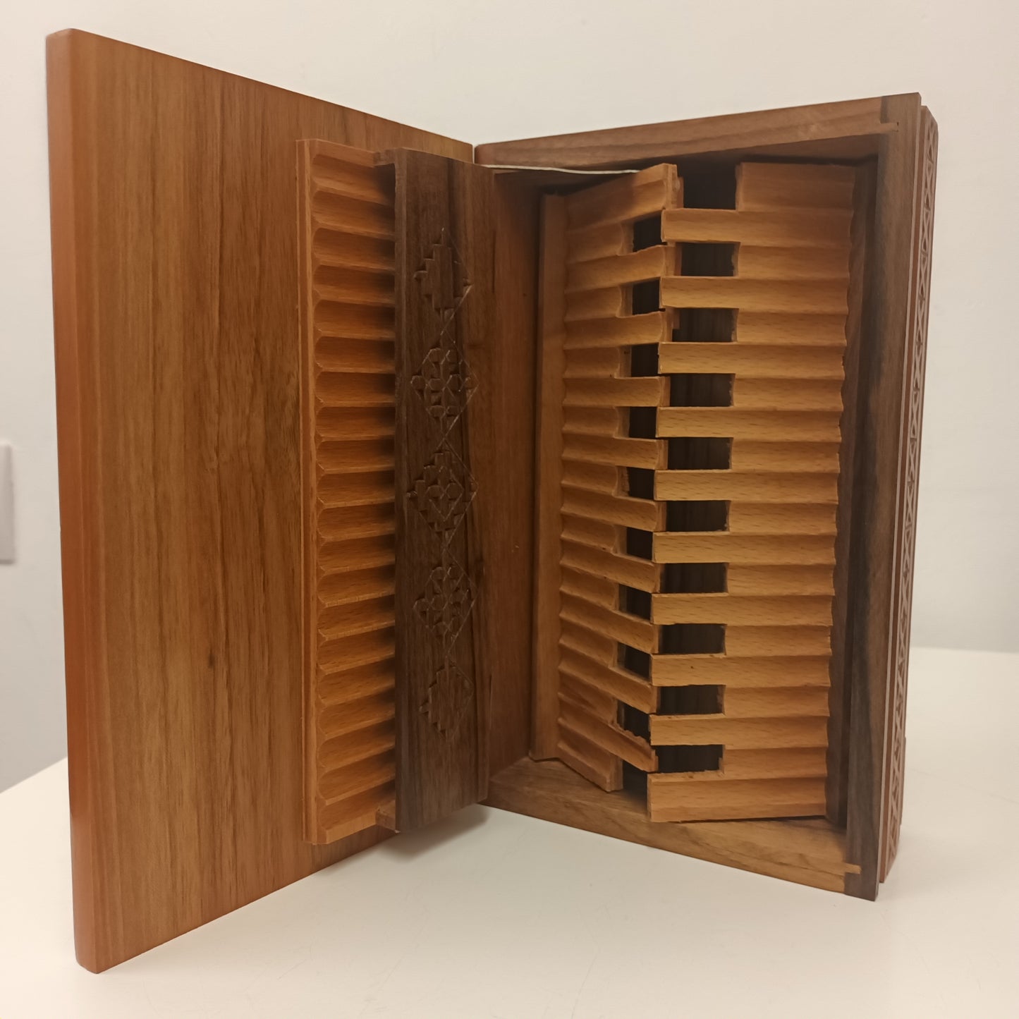 Handmade Carved Wooden Pop Up Cigarette Box