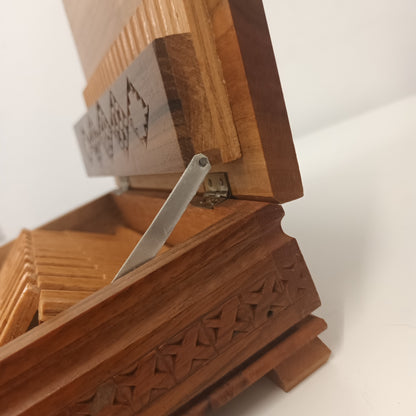 Handmade Carved Wooden Pop Up Cigarette Box