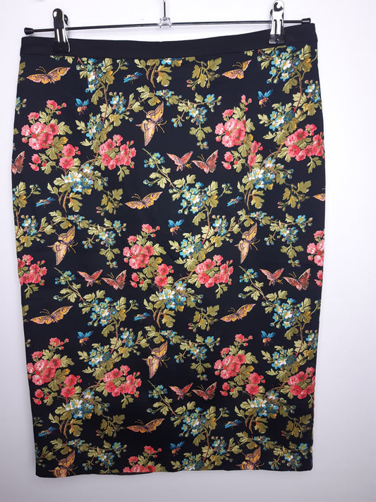 Oasis Floral Cotton Skirt Size 14