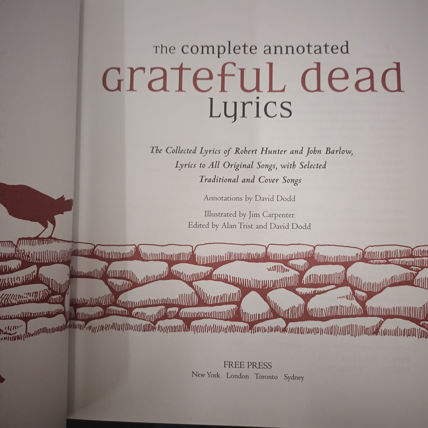 The Complete Annotated Grateful Dead Lyrics Hard Back Book By Grateful Dead