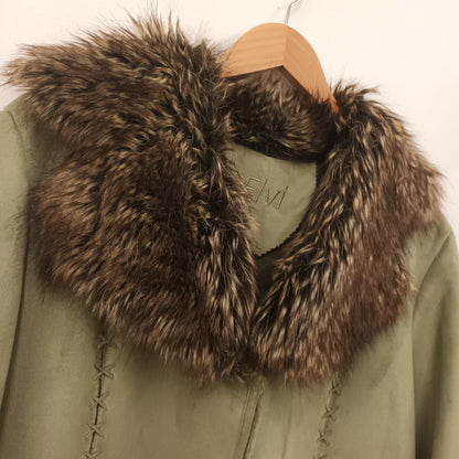 Vintage Elvi Green Faux Fur Coat Size 1 XXL