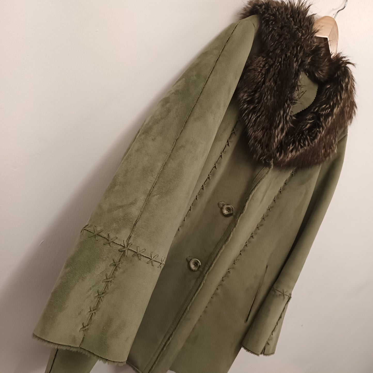 Vintage Elvi Green Faux Fur Coat Size 1 XXL