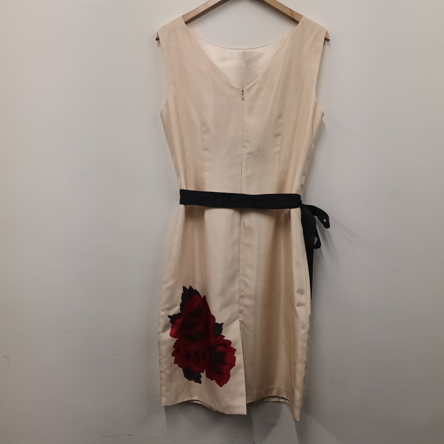 Jacques Vert Cream Red Rose Size 14 Wedding Occasion Party Dress