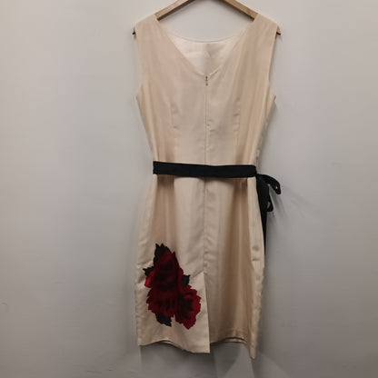 Jacques Vert Cream Red Rose Size 14 Wedding Occasion Party Dress